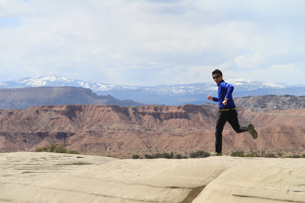 The Journeying Engineer running on rocky surface Utah
